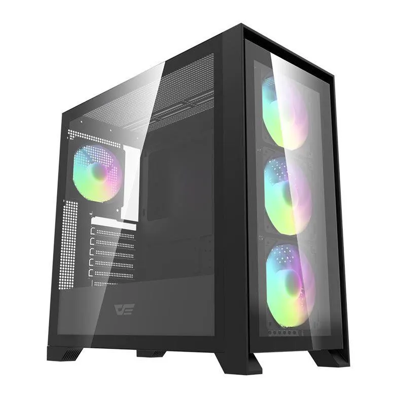 Gabinete Gamer Aigo DarkFlash DRX90 Glass, Mid-Tower, Lateral de Vidro, Preto, DRX90-GLASS-BLACK