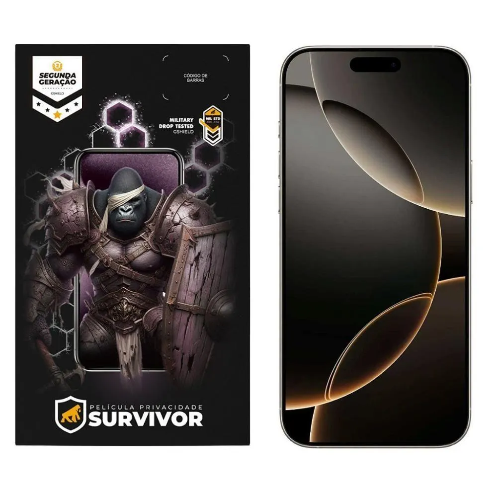 Película Para Iphone 16 Pro Com Aplicador - Survivor Privacidade - Gshield