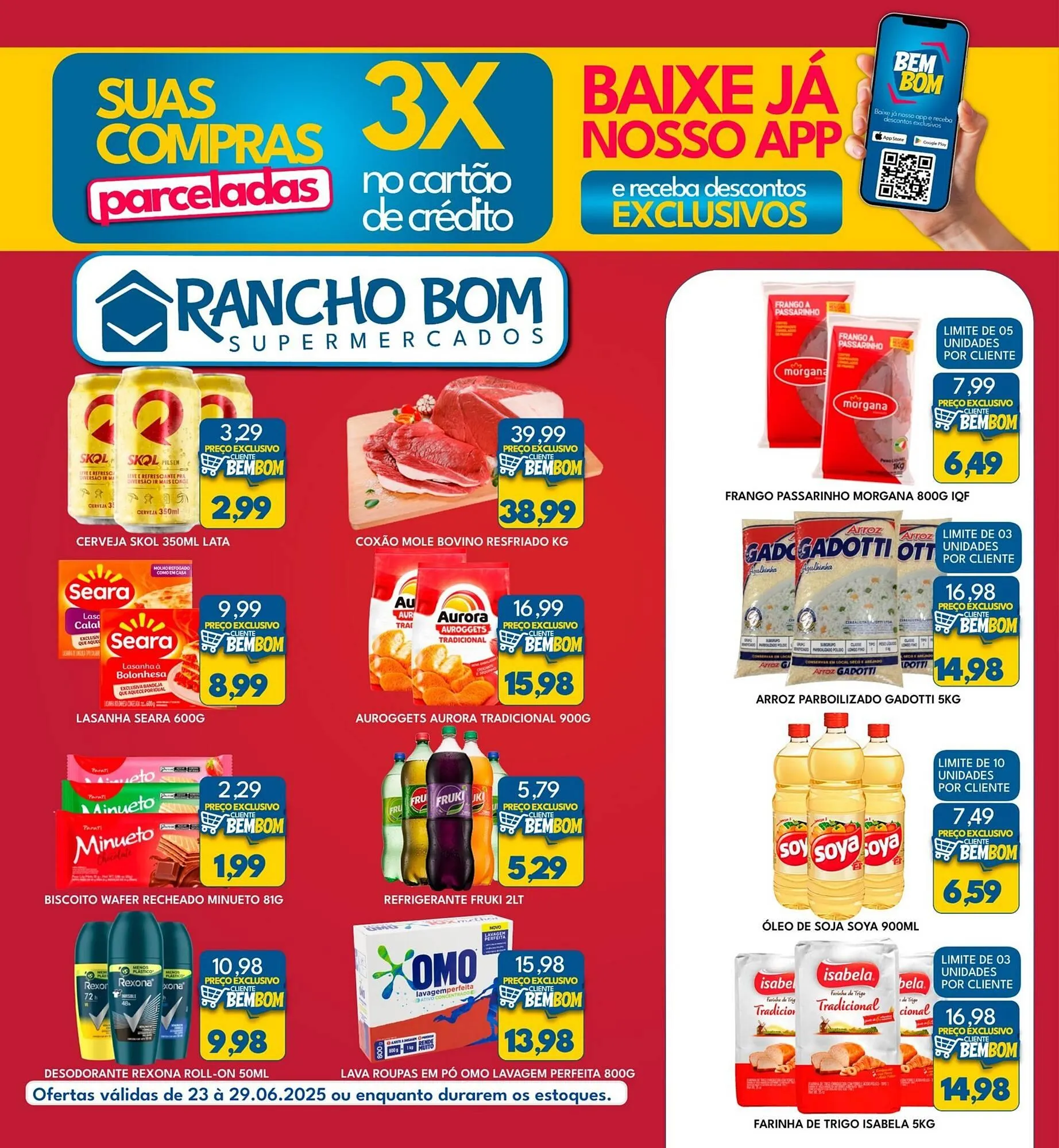 Encarte de Catálogo Rancho Bom Supermercados 23 de junho até 29 de junho 2025 - Pagina 1