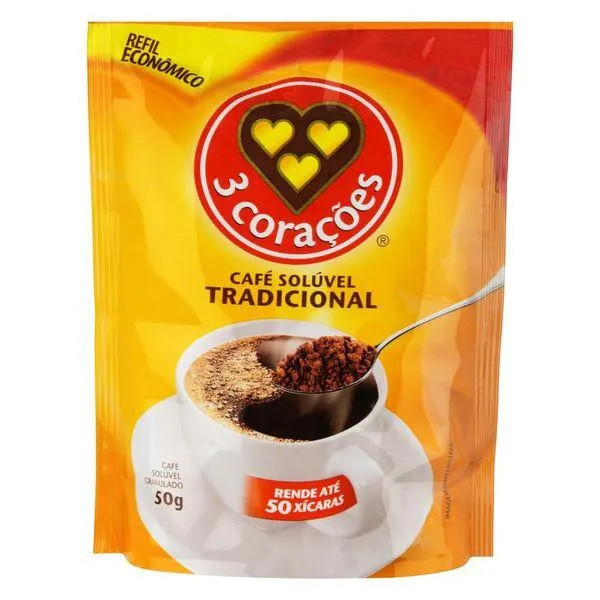 Café 3 Corações Tradicional Solúvel Refil 50g