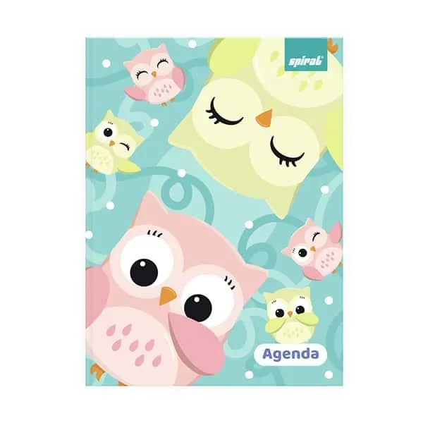 Agenda escolar permanente, Corujinhas, 114 folhas, 2635136, Spiral Cor - PT 1 UN