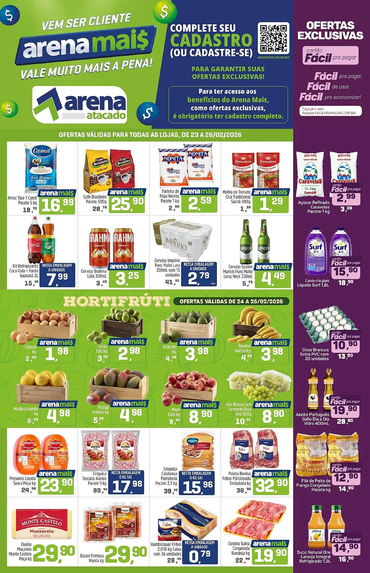 Encarte de Folheto Arena Atacado 23 de fevereiro até 26 de fevereiro 2026 - Pagina 1