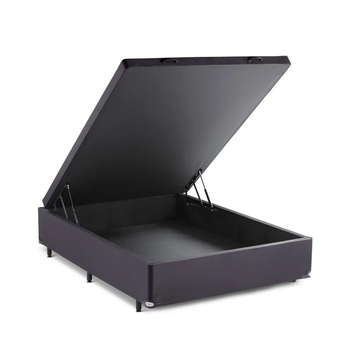 BASE CAMA BOX COM BAÚ ABERTURA FRONTAL SUEDE CINZA