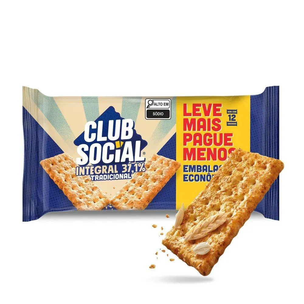 Biscoito Salgado CLUB SOCIAL integral embalagem econômica 288g