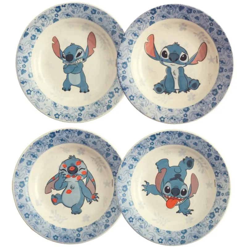 Kit 4 Pratos Fundos Stitch