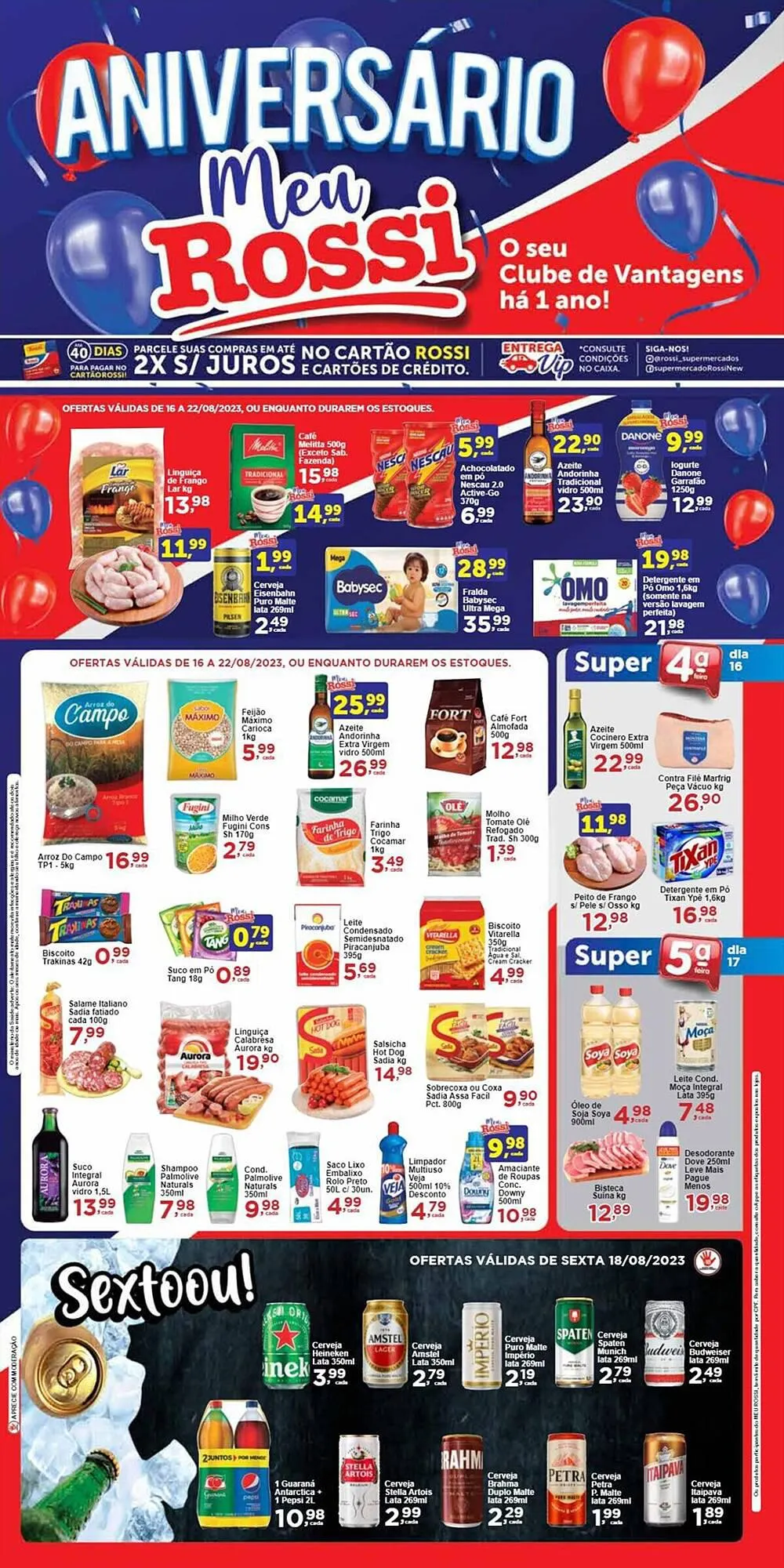 Encarte de Catálogo Rossi Supermercado 16 de agosto até 19 de agosto 2023 - Pagina 1