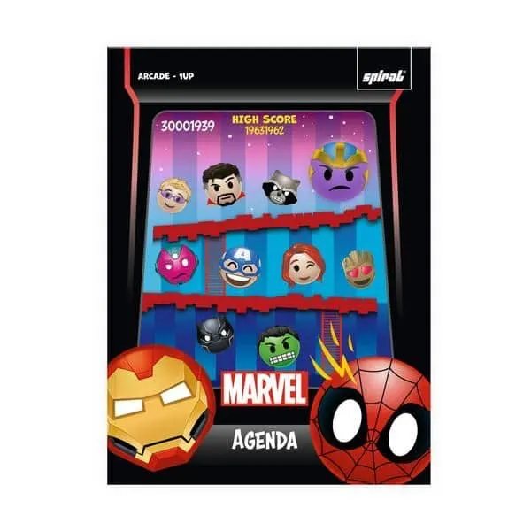Agenda escolar permanente, Marvel Emoji, 114 folhas, 2635549, Spiral Mve - PT 1 UN