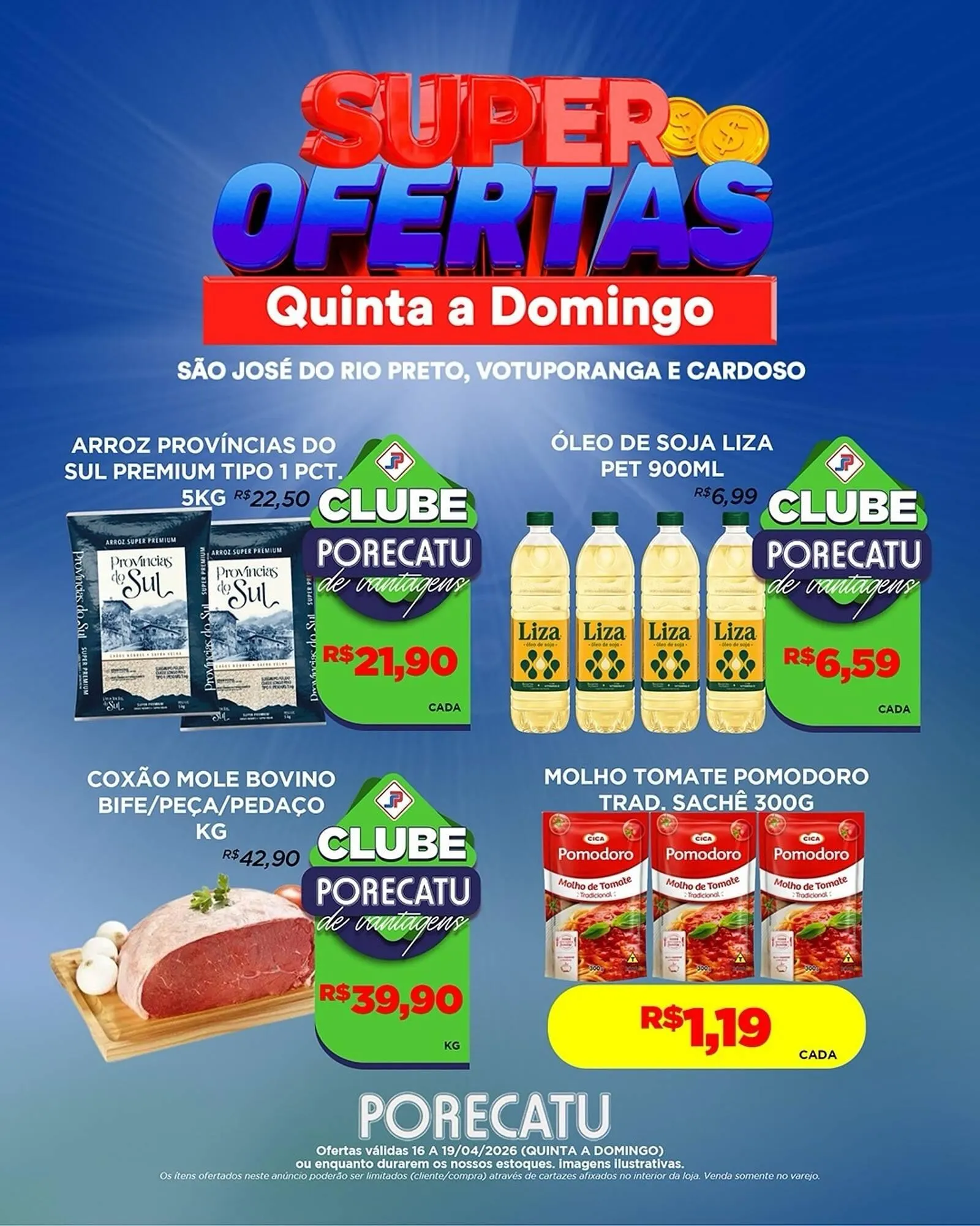 Encarte de Catálogo Supermercado Porecatu 16 de abril até 19 de abril 2026 - Pagina 1