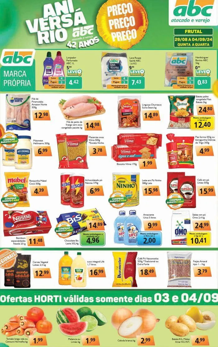 Encarte de Supermercados ABC Ofertas da Semana Atacados - Frutal 29 de agosto até 4 de setembro 2024 - Pagina 1