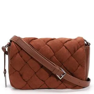 Bolsa transversal tressê de camurça marrom safari