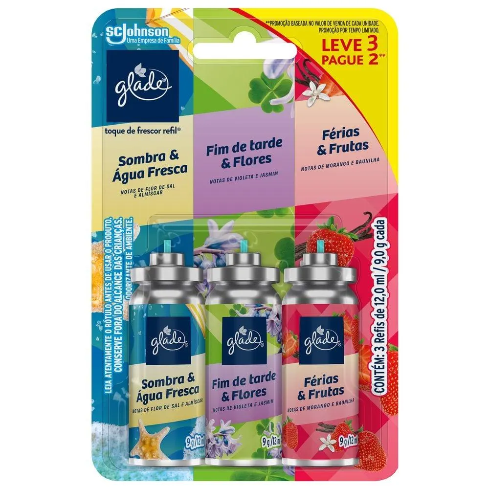 Odorizador Glade Refil Toque De Fresco Edição Limitada Leve 3 Pague 2 - 12ml