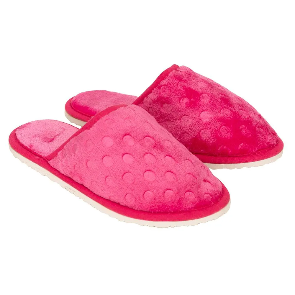 Pantufa Feminina 100% Poliéster Solado de EVA Estampa Poá Pink Tamanho 35/40 SN0963 - Stuf