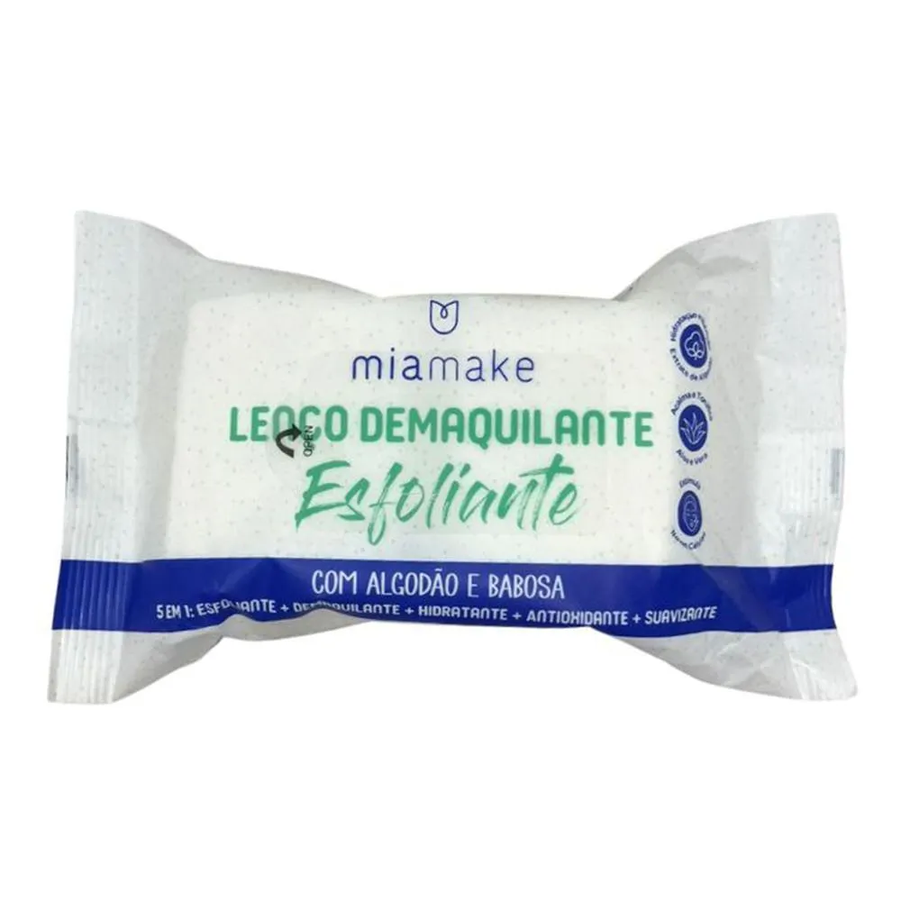 Lenço Demaquilante Esfoliante 5 Em 1 Com Algodão E Babosa 130g Ref.463 Mia Make
