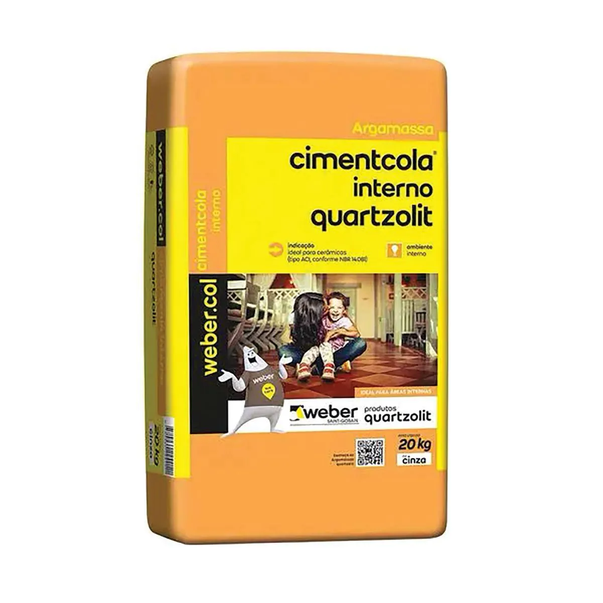 Argamassa Cimentcola AC1 de uso Interno Quartzolit 20kg Cinza