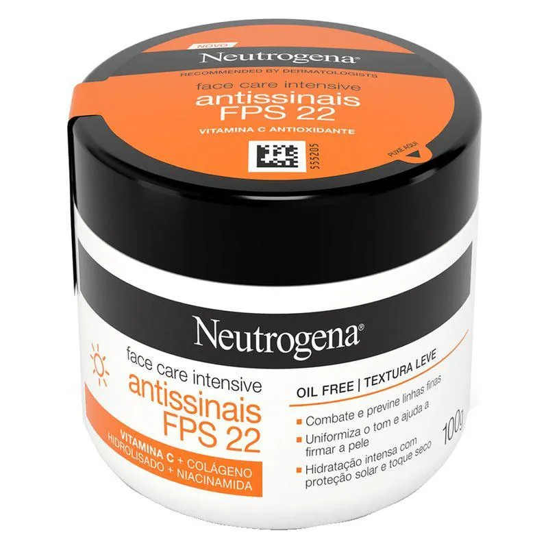 Hidratante Facial Neutrogena Face Care Intensive Antissinais FPS22 100g
