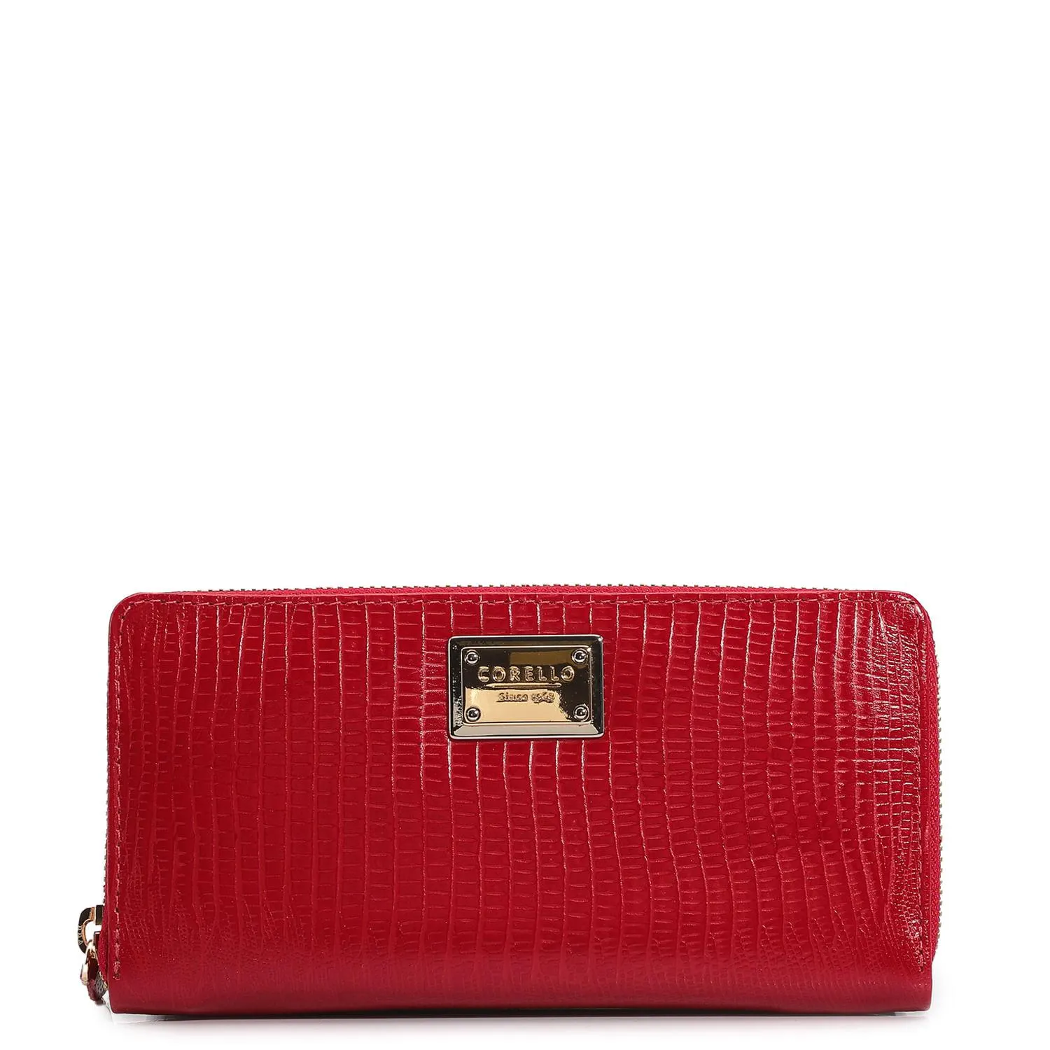 Carteira Couro Lezard Cereja