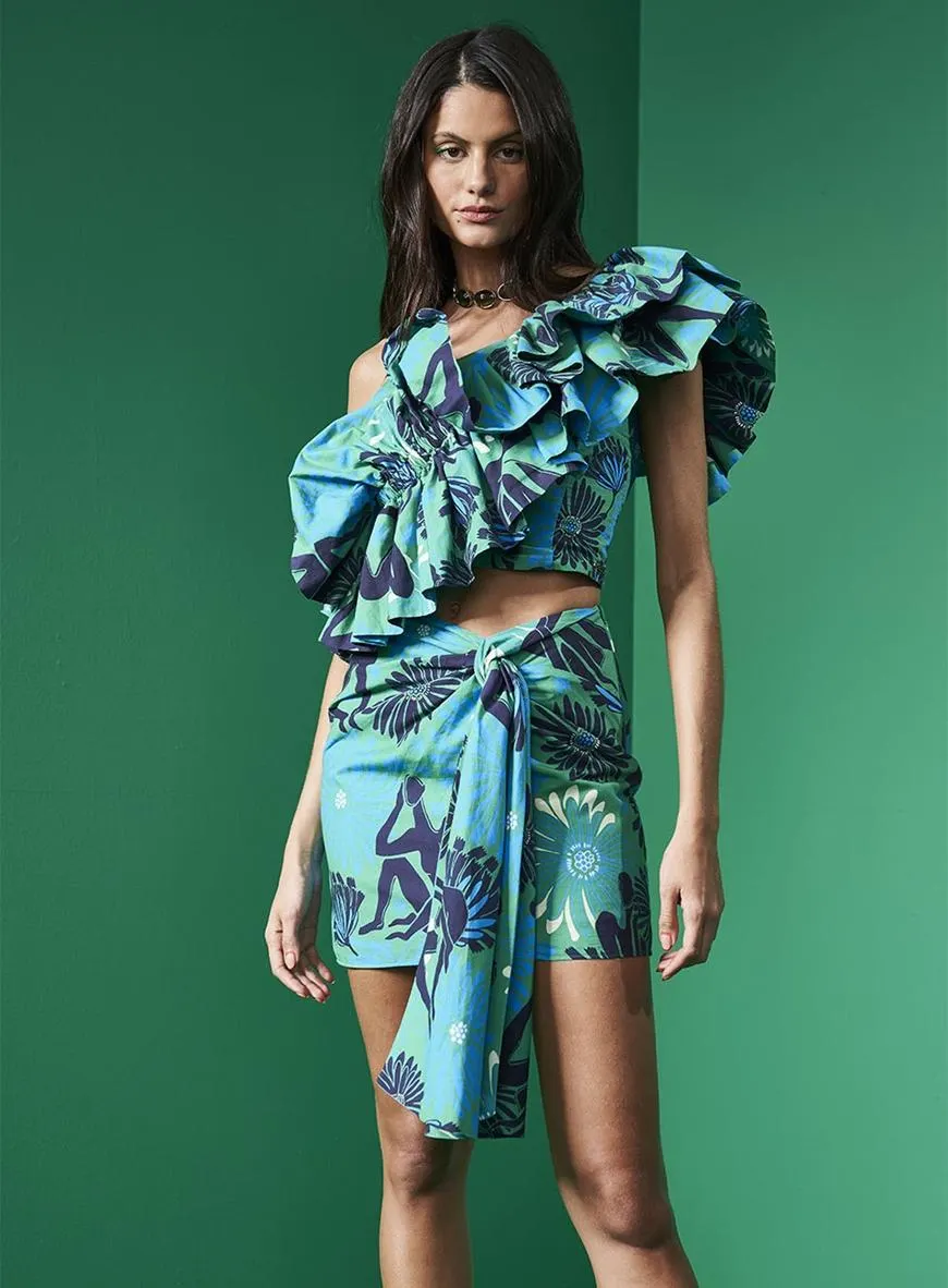 Blusa Assimétrica Com Babados Aurora