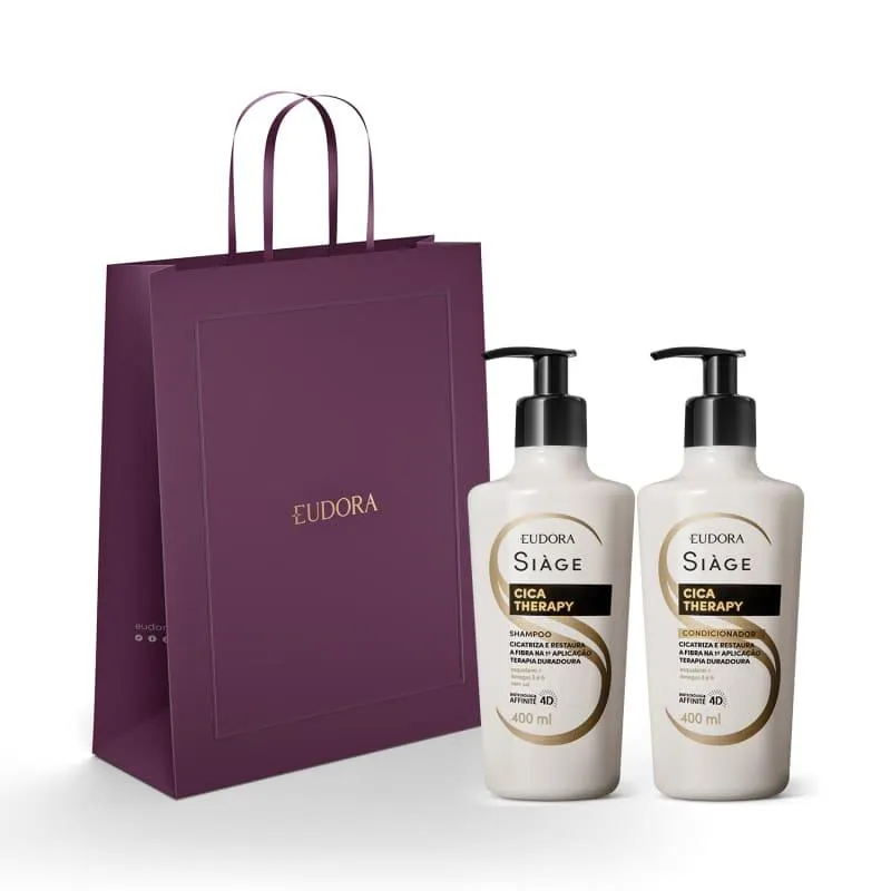 Combo Siàge Cica-Therapy: Shampoo 400ml + Condicionador 400ml + Sacola M