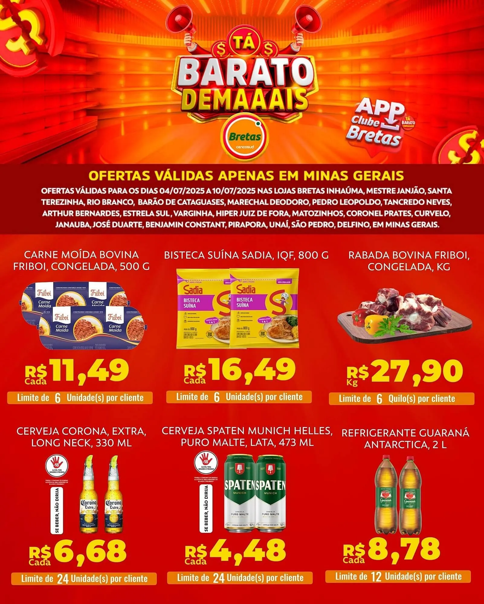 Encarte de Catálogo Supermercados Bretas 4 de julho até 10 de julho 2025 - Pagina 1