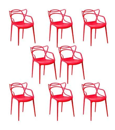 Conjunto com 8 Cadeiras Allegra Vermelho New Plastic 7442060