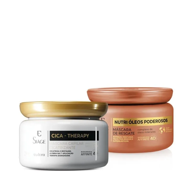 Combo Siàge Duo de Máscaras: Nutri Óleos Poderosos 250g + Cica-Therapy 250g