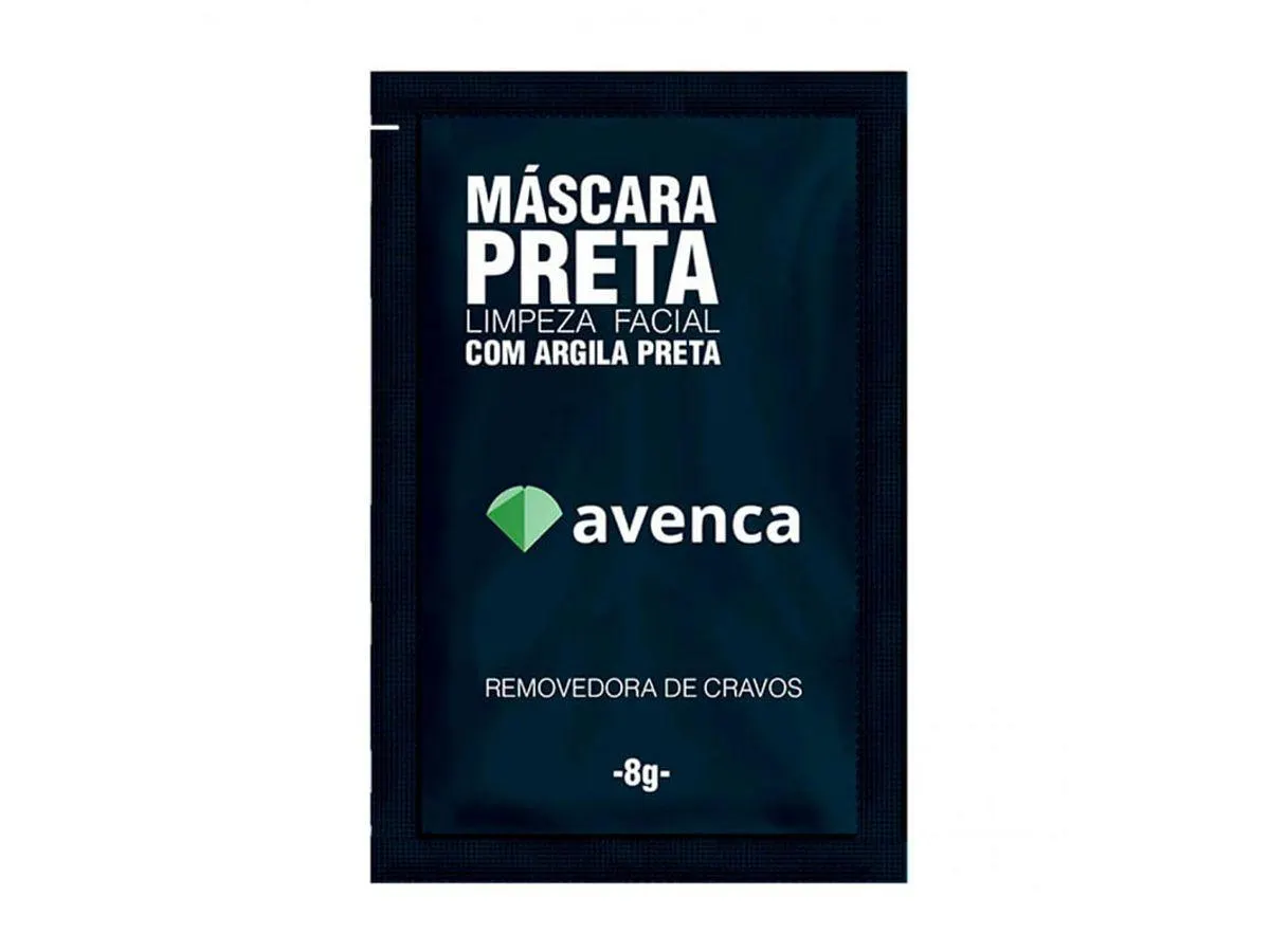 Máscara Preta Limpeza Facial com Argila Preta Avenca Removedora de Cravos 8g