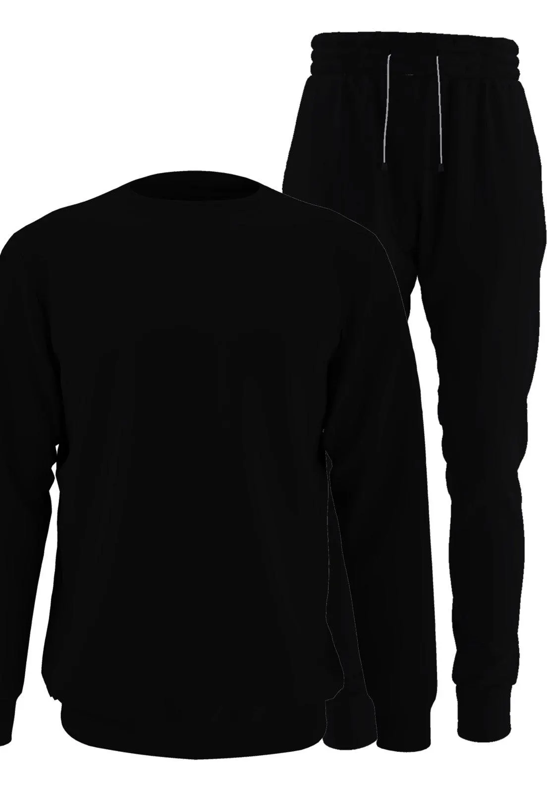 Conjunto Moletom Blusa Careca E Calça Jogger Confortável Em Algodão Felpado Preto