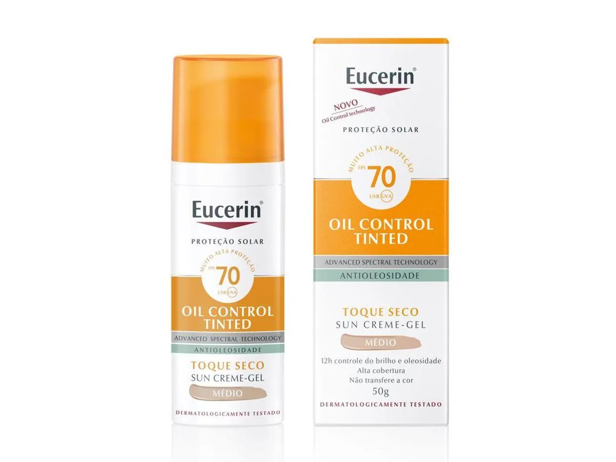 Protetor Solar Facial Creme-Gel Eucerin Sun Oil Control Tinted Médio FPS70 50ml