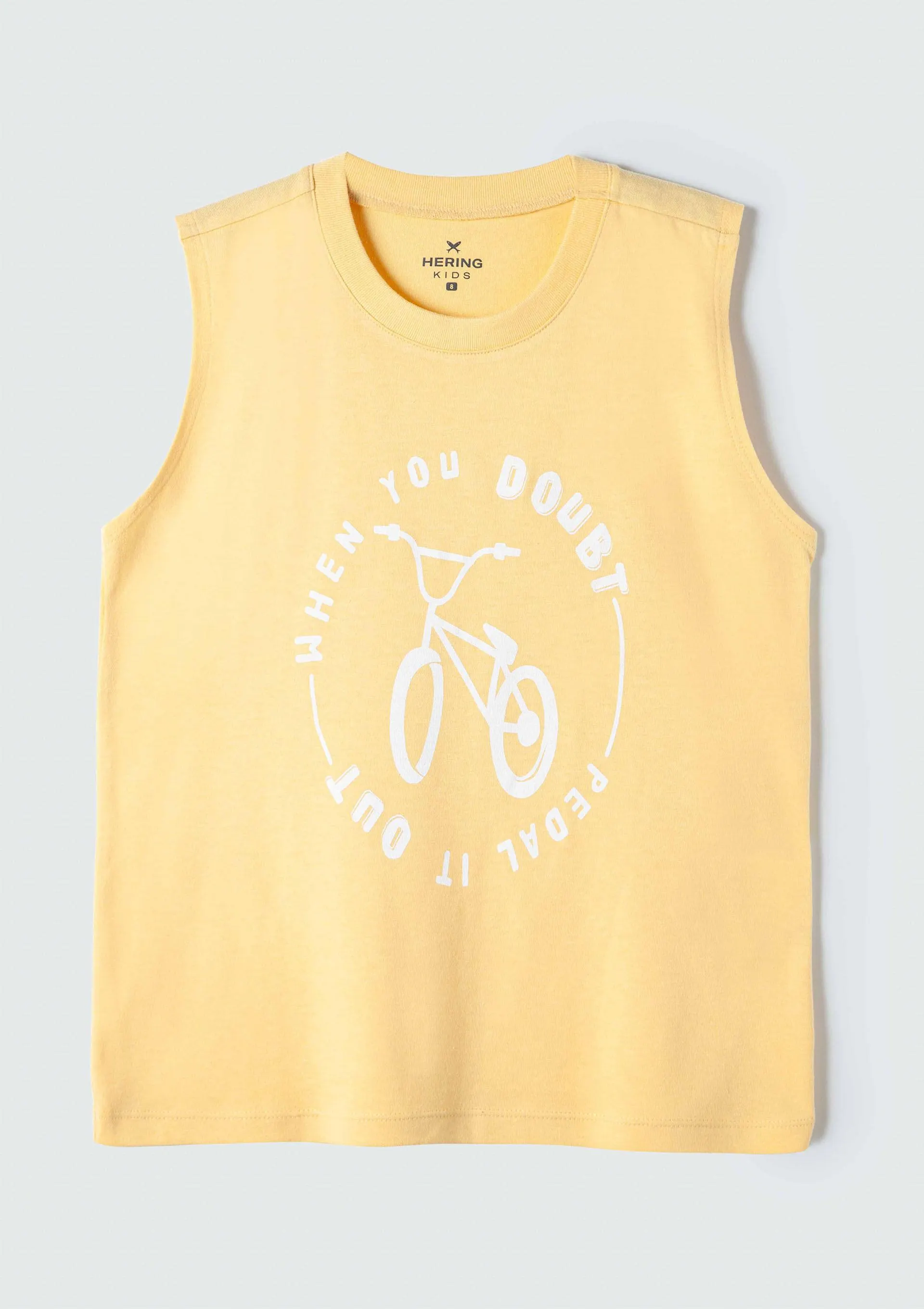 Regata Infantil Menino Em Malha De Algodão Com Estampa - Amarelo
