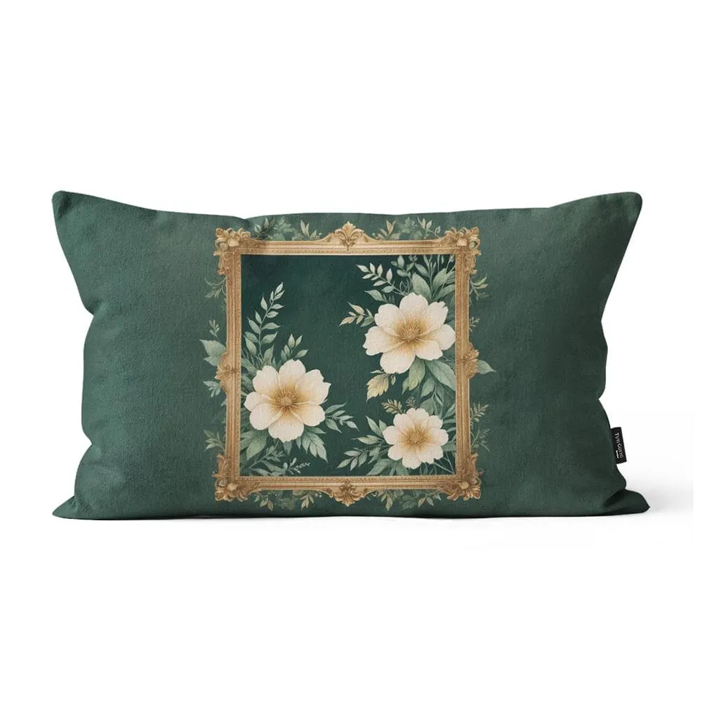 Capa Almofada Rinzeira Floral FL245330 Microfibra Fundo Verde 30x50cm FL245330 - Tuti Gottô