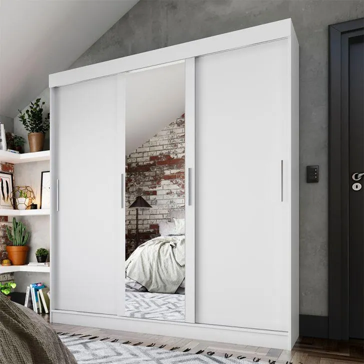 Guarda-Roupa Casal com Espelho Paris 3 PT 2 GV Branco