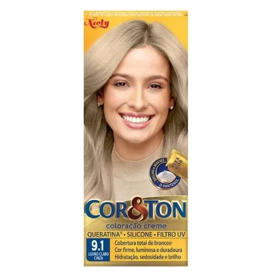 Tintura Cor&Ton Ind 9.1 Louro Claro Cinza