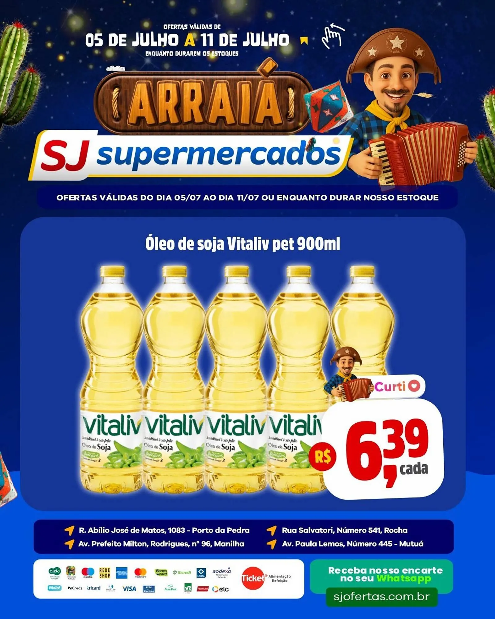 Encarte de Catálogo Sj Supermercados 5 de julho até 11 de julho 2025 - Pagina 1