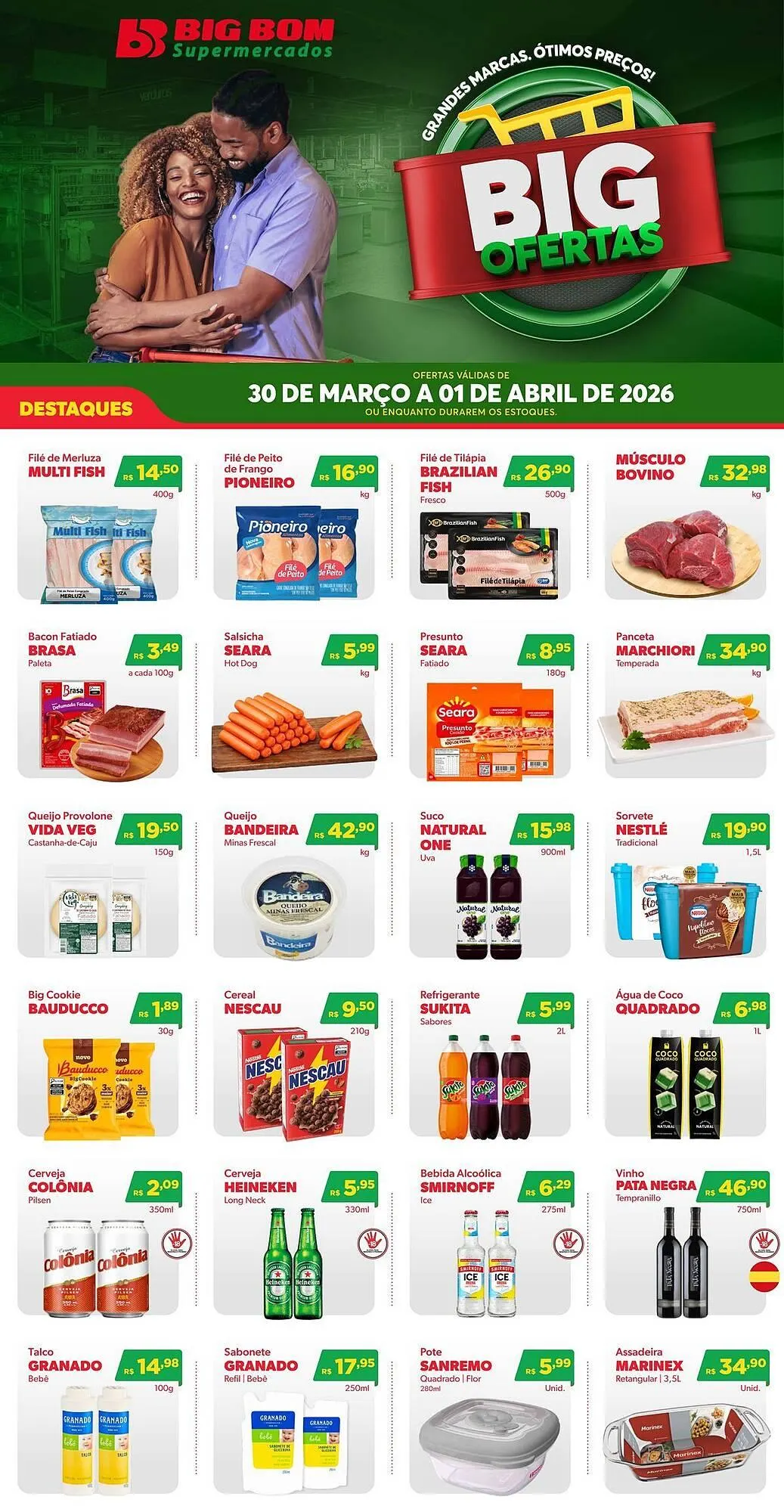 Encarte de Catálogo Big Bom Supermercados 30 de março até 1 de abril 2026 - Pagina 1