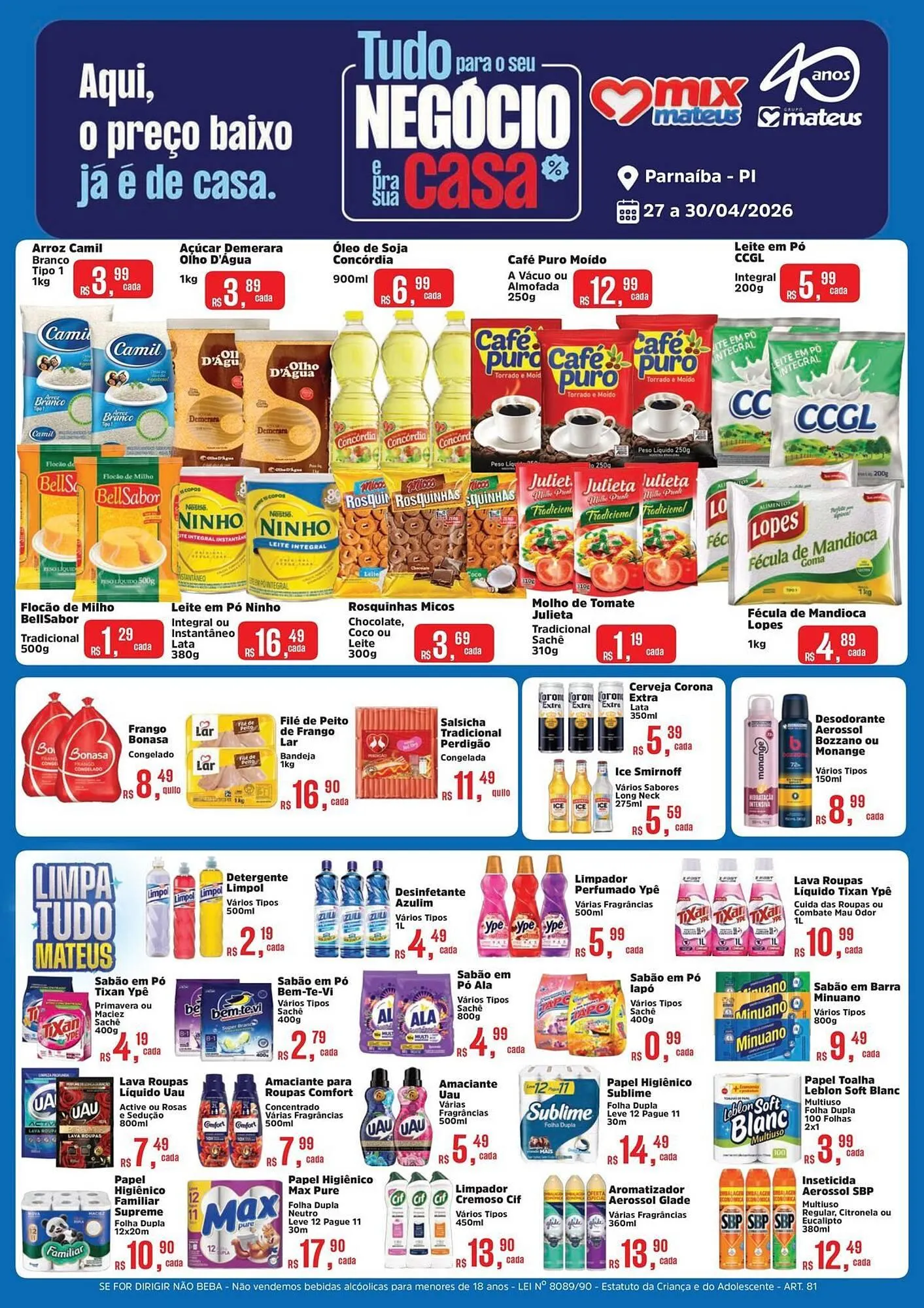Encarte de Catálogo Supermercados Mateus 26 de abril até 30 de abril 2026 - Pagina 1
