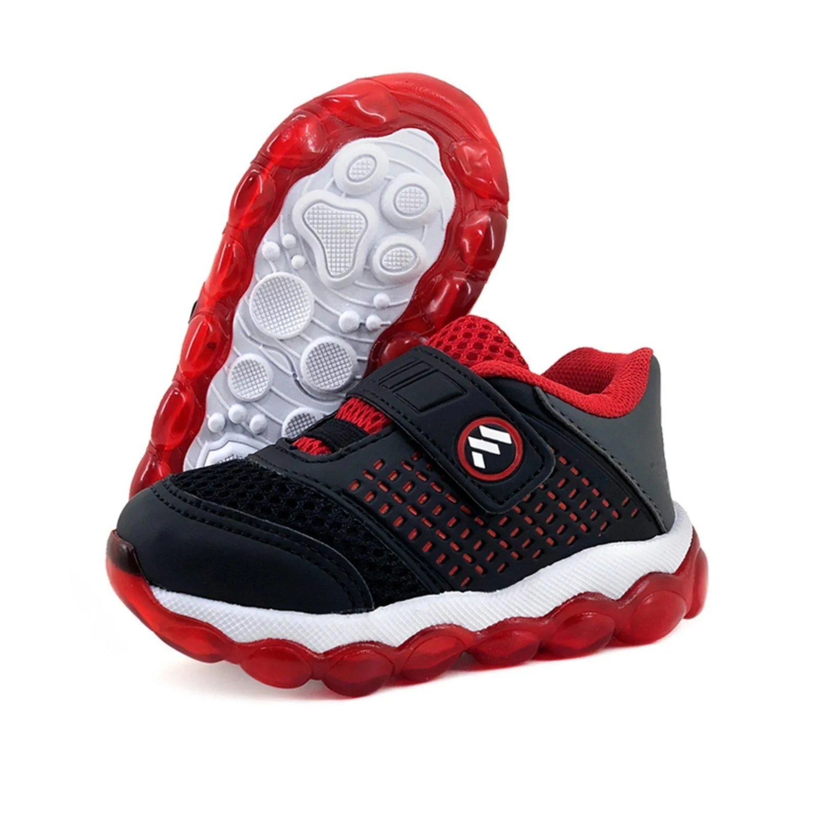 Tênis Infantil Masculino Com Luzes de Led MP1814 - AS109 Vermelho-Bolha