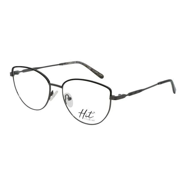 Armação de Óculos de Grau Hit, modelo 1 4122, cor Gun Metal com Preto