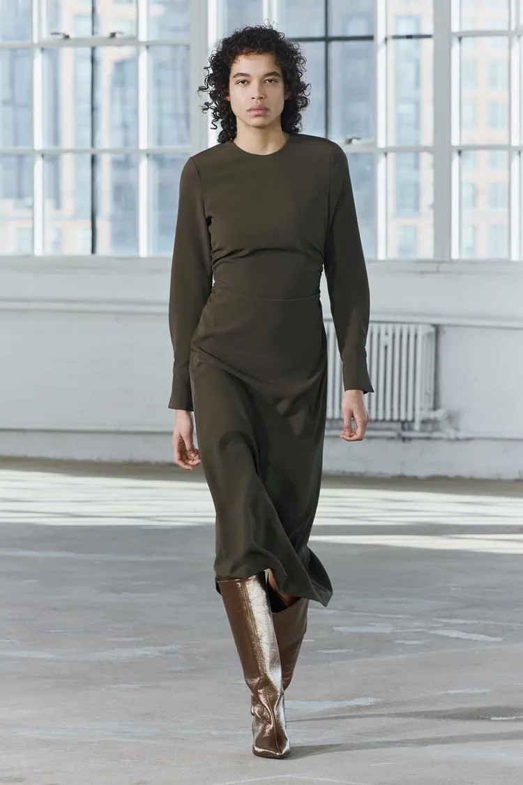 VESTIDO MIDI DRAPEADO ZW COLLECTION