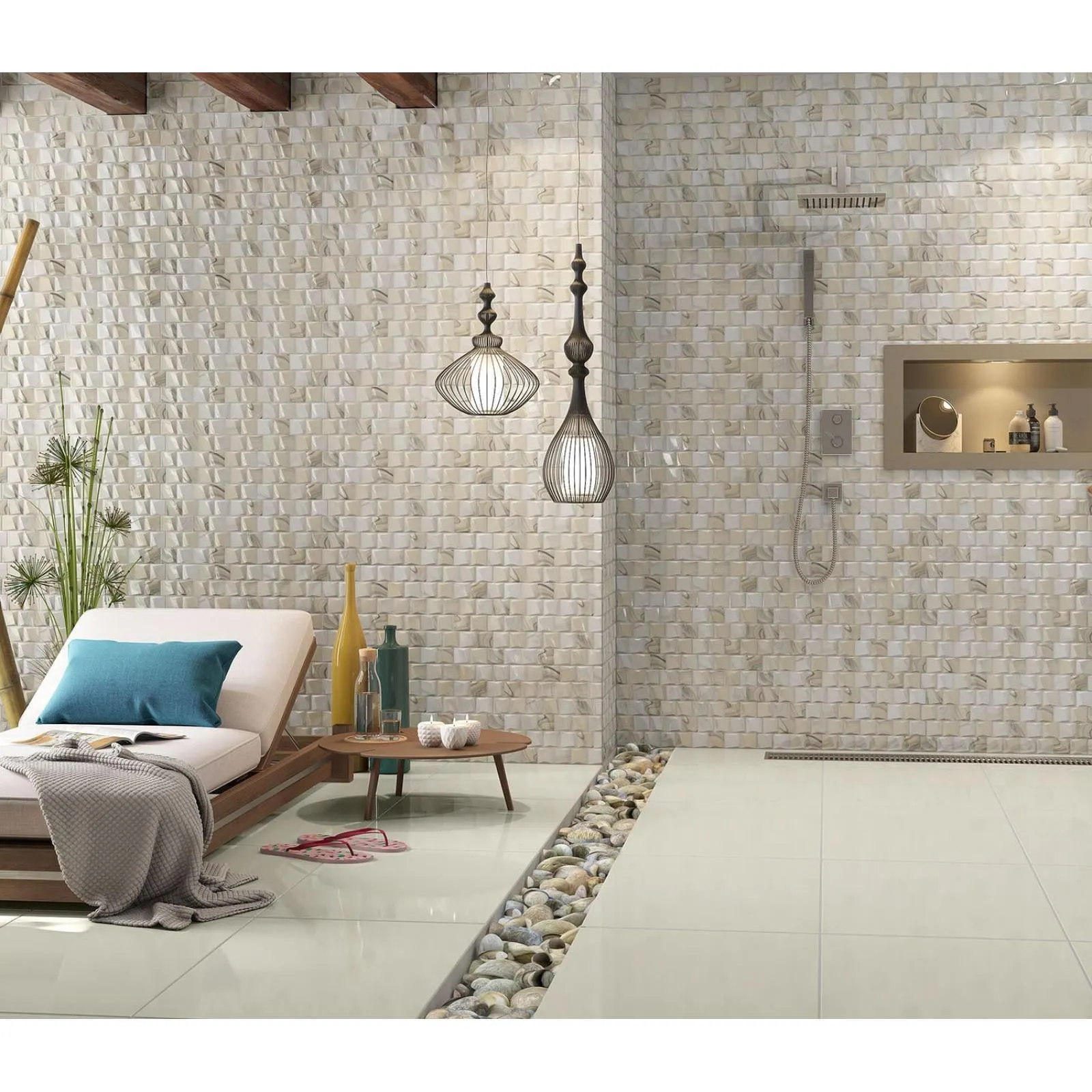 Cerâmica Brilhante HD Tipo A Borda Bold 58x58cm 2,68m² Bege - Incenor