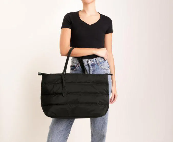 Bolsa Shopping Preta Grande Fluffy Nylon