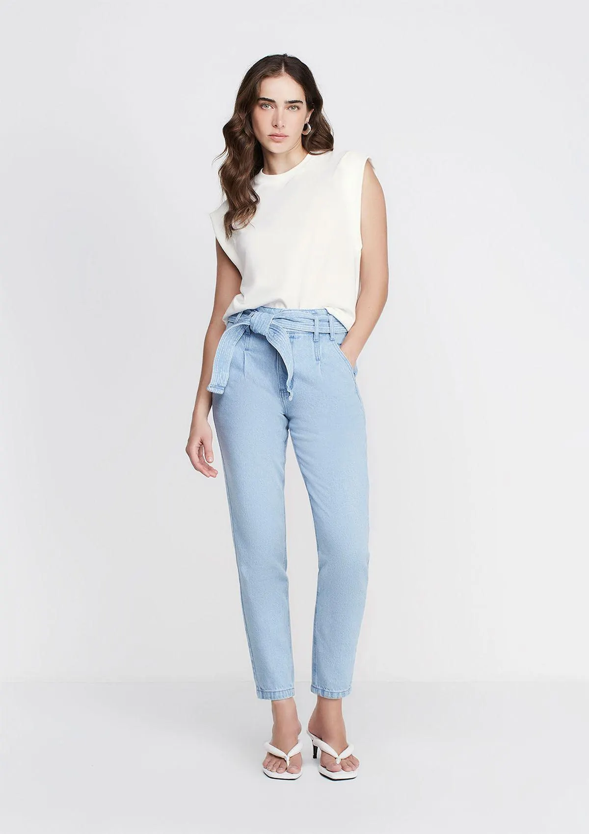 Calça Jeans Reta Cintura Alta E-co2 Denim - Azul