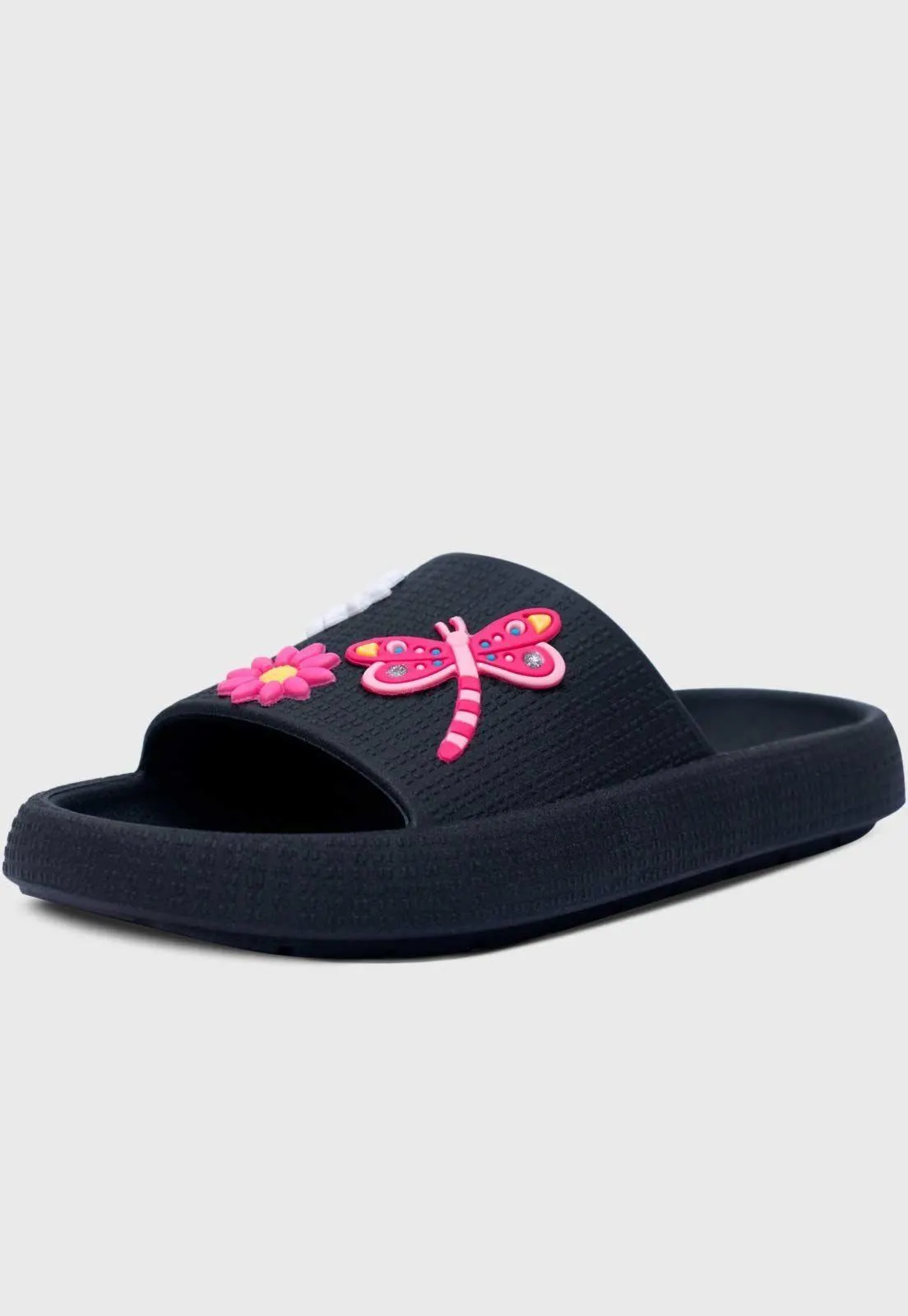 Chinelo Nuvem Popidi Infantil Menina Libelula Preto