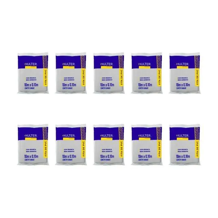 Kit 10un Fita Pvc s/adesivo 100mmx10m Branca Hulter