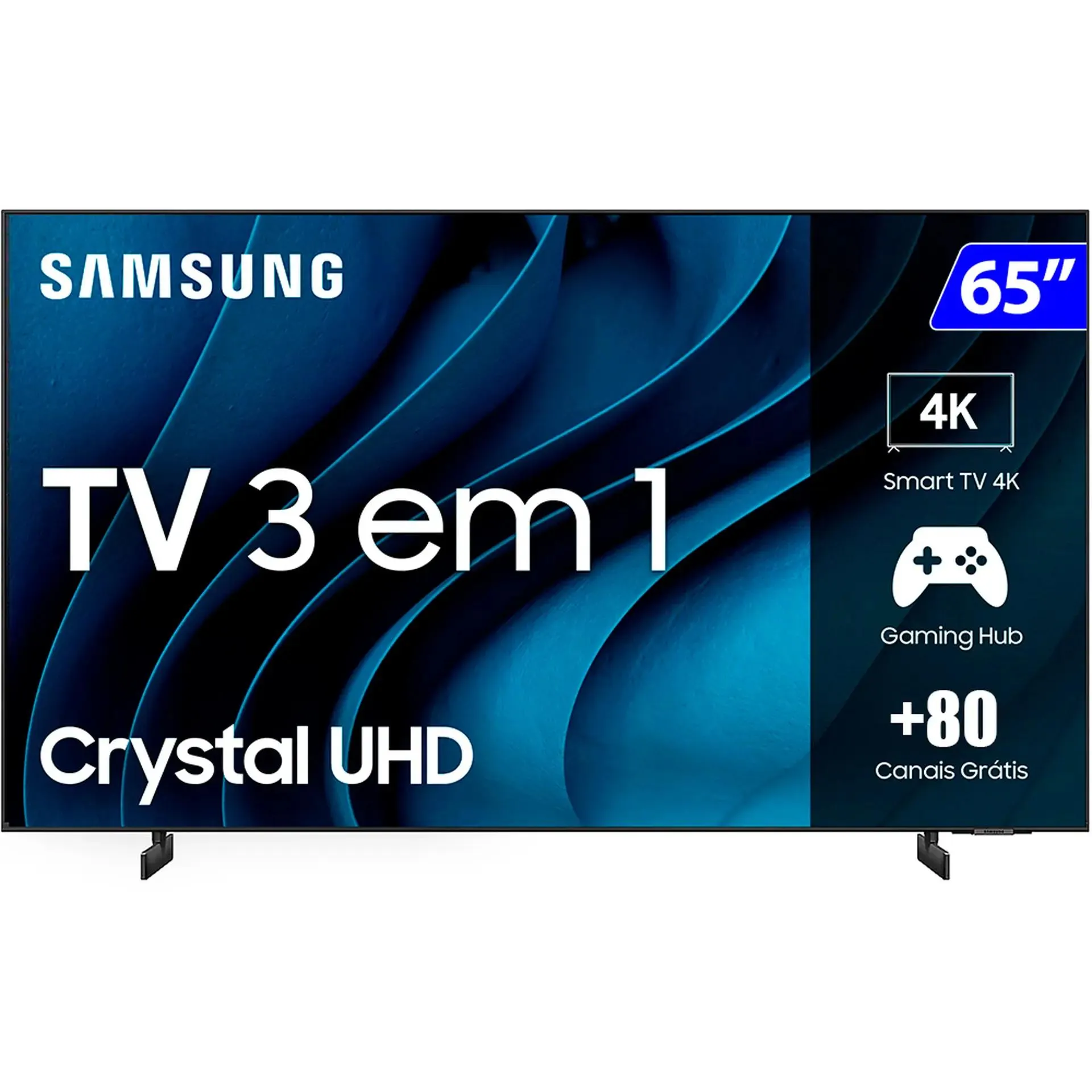 Smart TV Samsung 65” 4K Wi-Fi Crystal UHD Comando de Voz UN65CU8000GXZD
