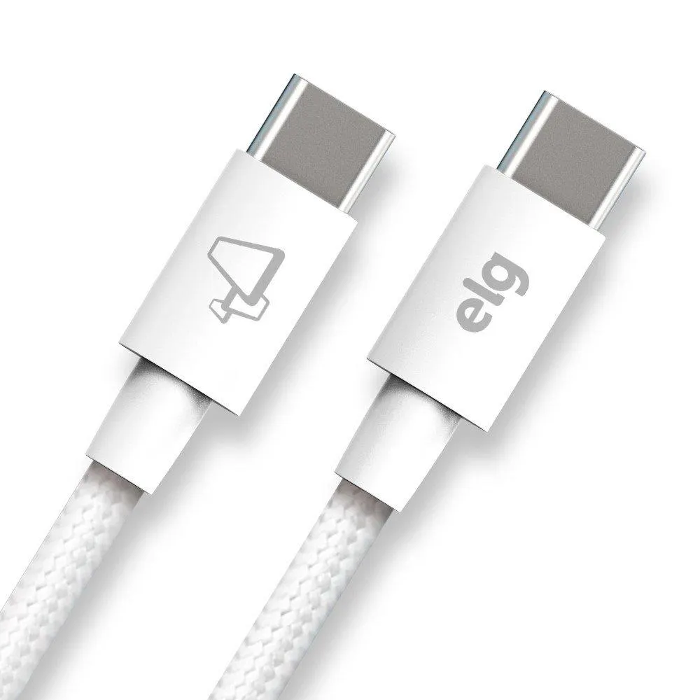 Cabo ELG USB-C/USB-C 1.0m 60W Tecido Trançado Branco