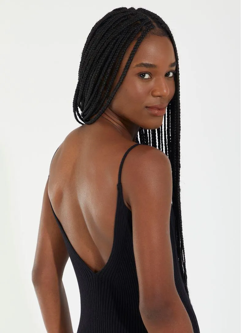 Vestido midi tricô colab camila coutinho preto