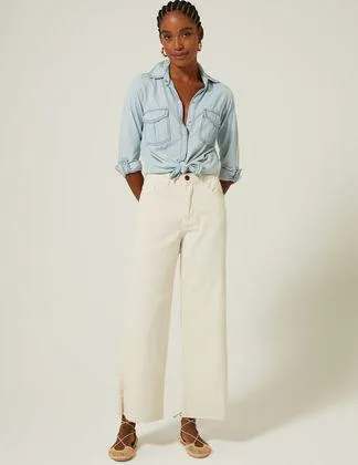 Calça Sarja Wide Leg Color