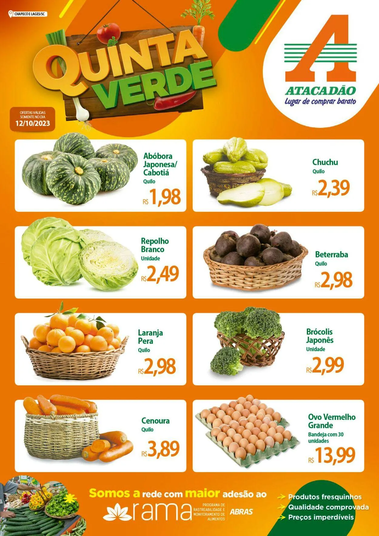 Encarte de Atacadão - SC - Chapecó e Lages 12 de outubro até 12 de outubro 2023 - Pagina 1