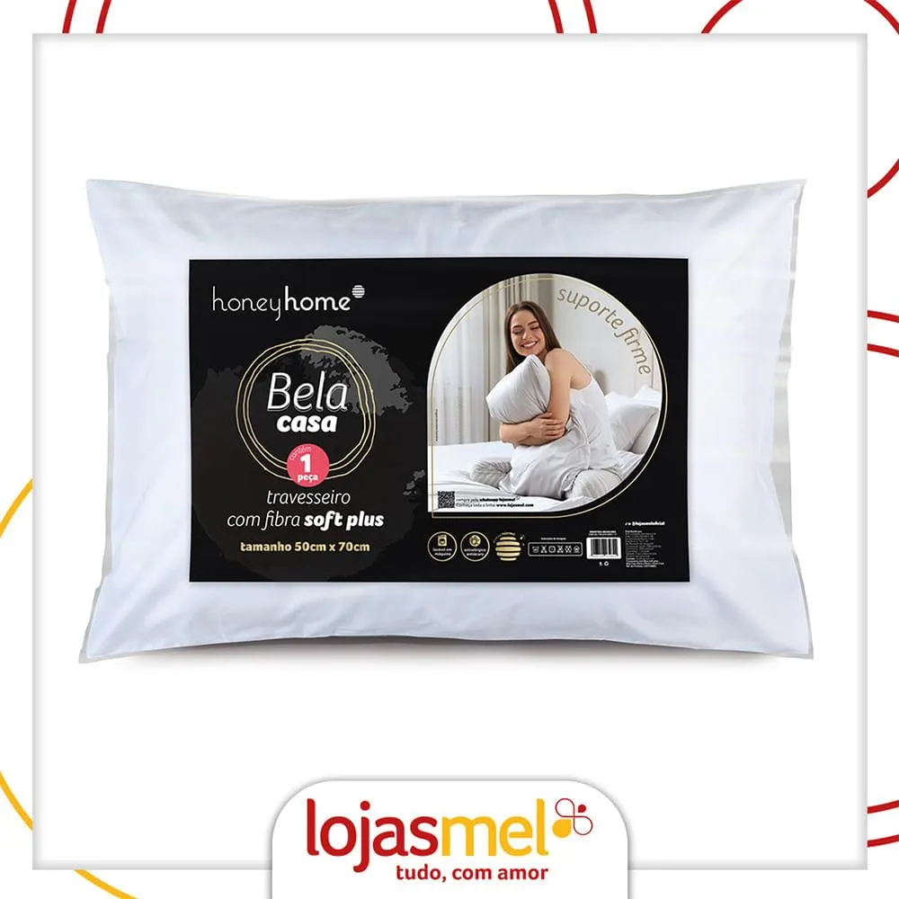 Travesseiro Fibra Soft Plus Bela Casa Poliéster Branco 50x70cm LM3106BEL - honeyhome