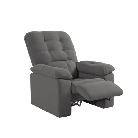 Poltrona Papai Conforto Reclinável Estoril Veludinho Cinza - Suporta até 120kg